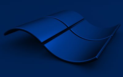 Windows blå logotyp, 4K, blå bakgrund, kreativ, OS, Windows 3D -logotyp, konstverk, Windows 3D -vågig logotyp, Windows -logotyp, Windows