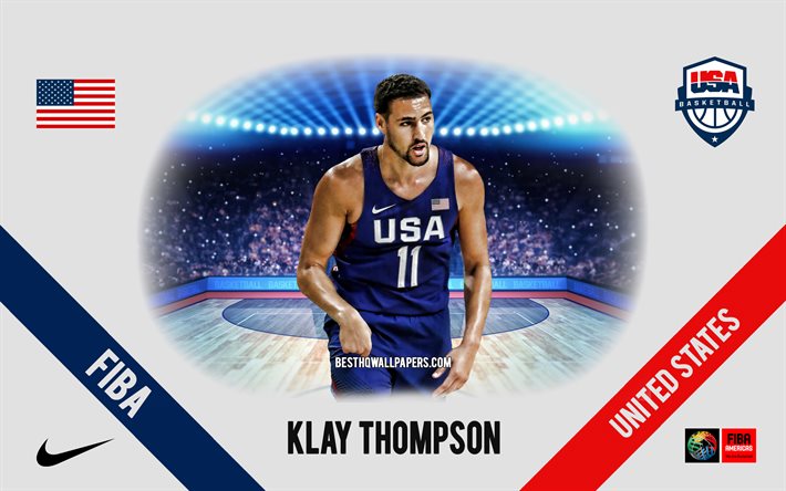 Klay Thompson, Yhdysvaltain koripallojoukkue, amerikkalainen koripalloilija, NBA, muotokuva, USA, koripallo