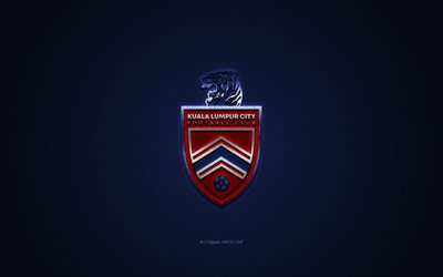 Kuala Lumpur City FC, Malezya Futbol Kul&#252;b&#252;, kırmızı logo, mavi karbon fiber arka plan, Malezya S&#252;per Ligi, futbol, Kuala Lumpur, Malezya, Kuala Lumpur City FC logosu