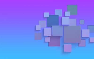 gradiente violeta-azul, quadrados, abstra&#231;&#227;o de quadrados, fundo de abstra&#231;&#227;o violeta, quadrados multicoloridos