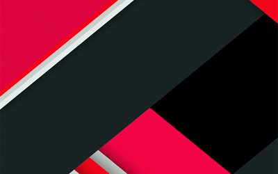 4k, material design, black lines, geometric shapes, colorful backgrounds, pink and black, geometric art, creative, background with lines