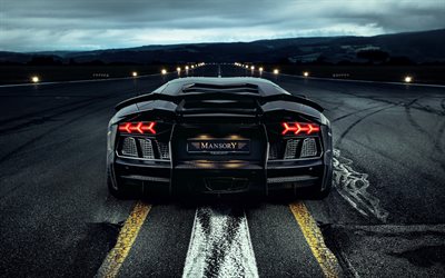 Lamborghini Aventador, Mansory, LP700-4, supercar, rear view, sports coupe, Aventador tuning, italian sports cars, Lamborghini
