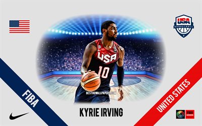 Kyrie Irving, sele&#231;&#227;o nacional de basquete dos Estados Unidos, jogador de basquete americano, NBA, retrato, EUA, basquete