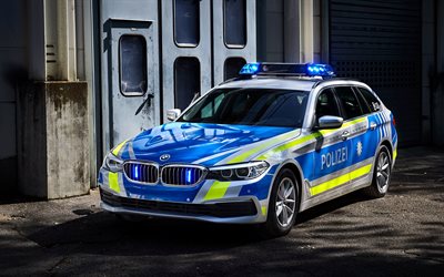 4k, police cars, BMW 530d xDrive Touring, 2017 cars, german police, BMW