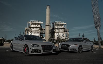 Audi RS7, Nardo Grey, 2017, sports sedan, tuning RS7, German cars, Audi