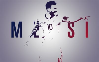 Lionel Messi, minimal, football stars, fan art, Barcelona FC, Messi, soccer, footballers, Barca, Leo Messi, Argentinian footballer