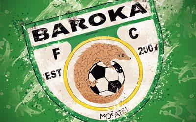 Baroka FC, 4k, arte pittura, logo, creativo, Sud Africa, squadra di calcio, Sud Africa Premier Division, emblema, verde, sfondo, grunge, stile, Ga-Mphahlele, calcio