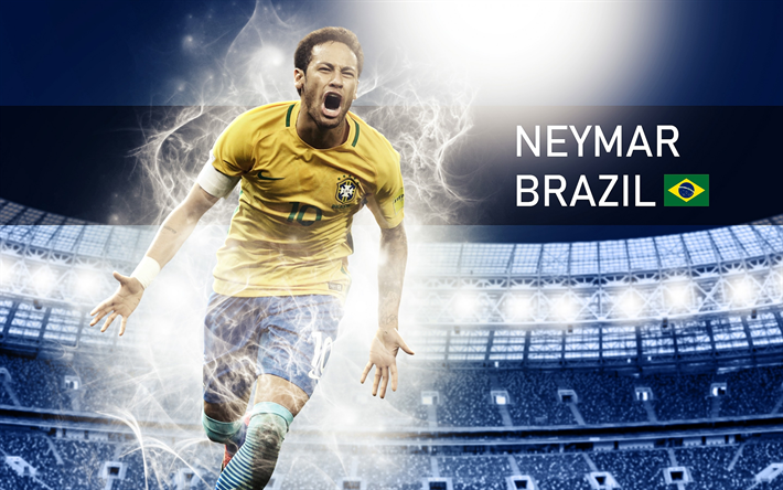 Neymar, fan art, Brasilian jalkapallojoukkue, luova, jalkapallo t&#228;hte&#228;, Neymar Jr, jalkapallo, jalkapalloilijat, Brasilian Maajoukkueen