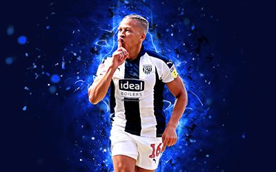 Dwight Gayle, 4k, abstract art, english footballer, West Bromwich Albion, soccer, Gayle, Championship, footballers, neon lights, West Bromwich Albion FC