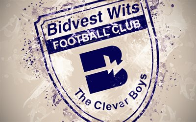 Bidvest Wits FC, 4k, paint art, logo, creative, South African football team, South African Premier Division, emblem, white background, grunge style, Johannesburg, South Africa, football