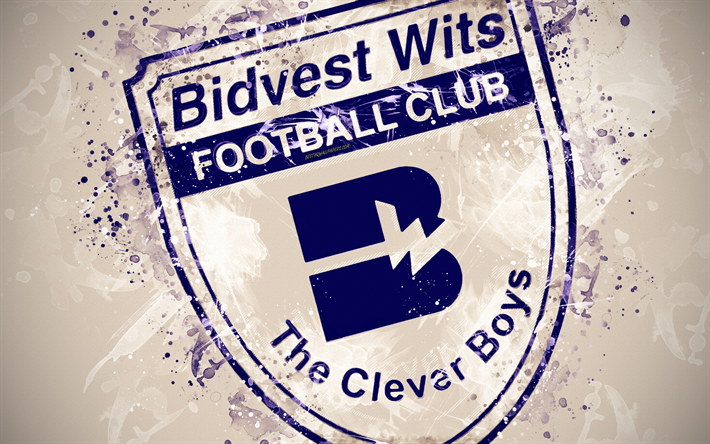 Bidvest الذكاء FC, 4k, الطلاء الفن, شعار, الإبداعية, جنوب أفريقيا لكرة القدم, جنوب أفريقيا شعبة الممتاز, خلفية بيضاء, أسلوب الجرونج, جوهانسبرغ, جنوب أفريقيا, كرة القدم