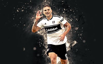 Aleksandar Mitrovic, 4k, abstrakt konst, fotboll, Fulham, Mitrovic, Premier League, fotbollsspelare, neon lights, Serbiska fotbollsspelare, Fulham FC