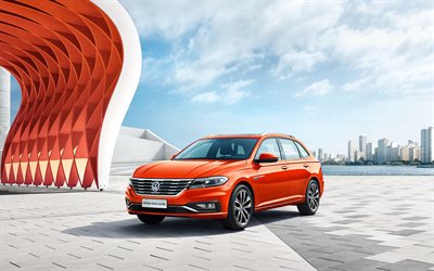 Volkswagen Gran Lavida, 4k, arabalar, 2018 pahalı, turuncu Grand Lavida, Alman otomobil, Volkswagen