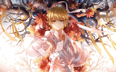 Yukine, kimono, manga, yellow eyes, Noragami