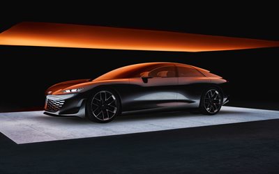 2021, Audi Grandsphere Concept, 4k, front view, exterior, new black Grandsphere Concept, German cars, Audi