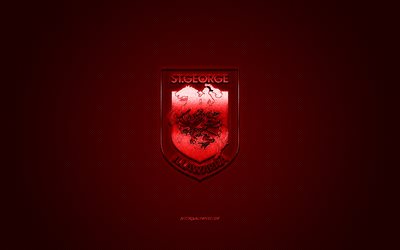 St George Illawarra Dragons, Australian rugby club, NRL, red logo, red carbon fiber background, National Rugby League, rugby, St George, Australia, St George Illawarra Dragons logo