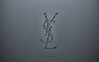 Logo Yves Saint Laurent, fond créatif gris, emblème Yves Saint Laurent, texture du papier gris, Yves Saint Laurent, fond gris, logo Yves Saint Laurent 3d