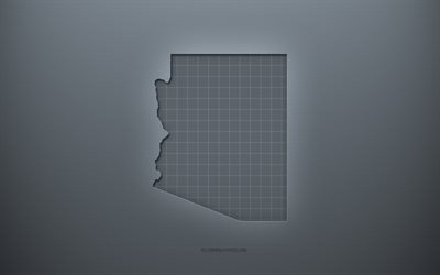 Arizona map, gray creative background, Arizona, USA, gray paper texture, American states, Arizona map silhouette, map of Arizona, gray background, Arizona 3d map