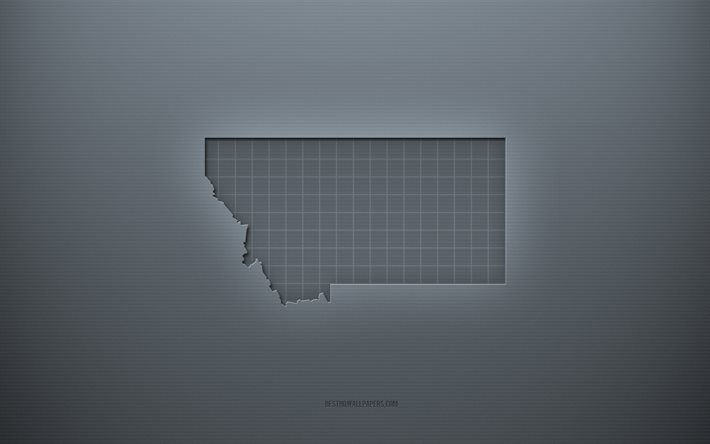 Carte du Montana, arri&#232;re-plan cr&#233;atif gris, Montana, &#201;tats-Unis, texture du papier gris, &#201;tats am&#233;ricains, silhouette de la carte du Montana, carte du Montana, fond gris, carte 3d du Montana