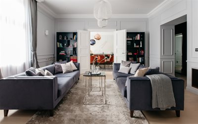 apartamento com design elegante, sala de estar, estilo cl&#225;ssico, interior moderno, sala de estilo cl&#225;ssico, ideia de sala de estar