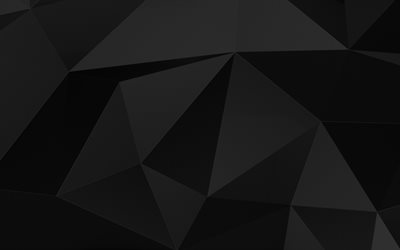 nero low poly sfondo, 4k, triangoli modelli, low poly texture, forme geometriche, sfondo con triangoli, texture 3D, texture geometriche, sfondi neri, triangoli, motivi geometrici