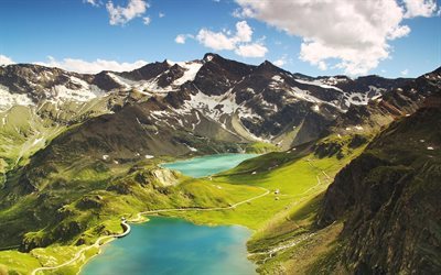 Agnel Lake, mountains, summer, Ceresole Reale, Italy