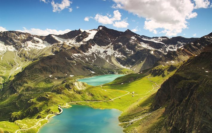 Agnel Lake, mountains, summer, Ceresole Reale, Italy