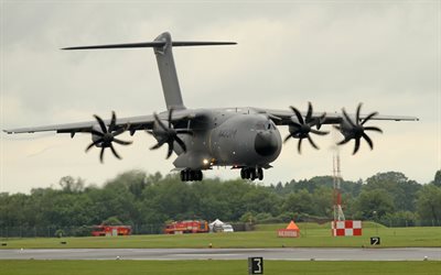 Airbus A400M Atlas, military transport aircraft, turboprop aircraft, new airplanes, airport, Airbus Military