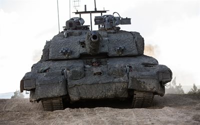 Challenger 2, tanque principal de batalha, 4k, Brit&#226;nico tanque, vista frontal, camuflagem