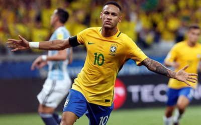 Neymar JR, m&#229;l, Brasilianska Landslaget, gl&#228;dje, fotboll, fotbollsspelare, Neymar