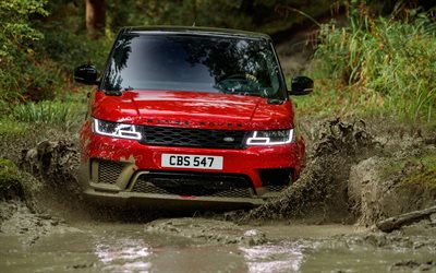4k, Range Rover Sport Otobiyografi, &#231;amur, offroad, 2018 arabalar, Land Rover, Range Rover Sport, SUV, Range Rover