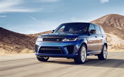 4k, le Range Rover Sport SVR, Vus, 2018 voitures, route, Land Rover, Range Rover