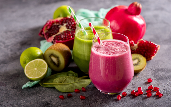 smoothies, healthy food, healthy drinks, green smoothies, pomegranate smoothies, fruits