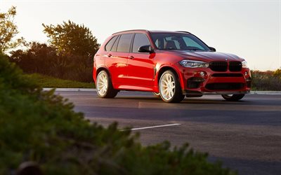 BMW X5M, F85, 2017 auto, HRE Ruote, P201, tuning, BMW, rosso X5M