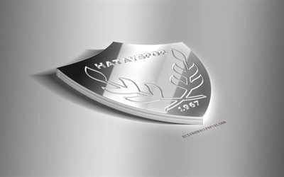Hatayspor, 3D steel logo, Turkish football club, 3D emblem, Hatay, Turkey, TFF First League, 1 Lig, Hatayspor metal emblem, football, creative 3d art
