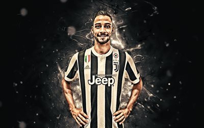 Mattia De Sciglio, italian footballers, Juventus FC, soccer, Serie A, De Sciglio, neon lights, Juve, Bianconeri, creative