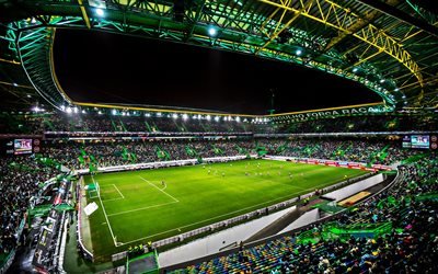 Jose Alvalade Stadium, Sporting Clube Stadium, fotbollsplanen, st&#229;r, inuti, Portugisiska football stadium, Lissabon, Portugal, Sport