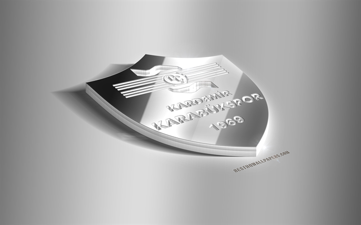 Kardemir Karabukspor, 3D steel logo, Turkish football club, 3D emblem, Karabuk, Turkey, TFF First League, 1 Lig, Karabukspor metal emblem, football, creative 3d art, Kardemir Karabuk