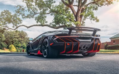 Lamborghini Centenario, rear view, exterior, luxury supercar, italian sports cars