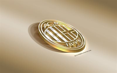 AC Milan, Italian Football Club, Milan, Italy, Serie A, logo, golden 3d emblem, diamond logo, 3d art