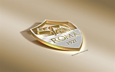 AS Roma, Italian Football Club, Rome, Italy, Serie A, Roma logo, golden 3d emblem, diamond logo, 3d art, Roma FC