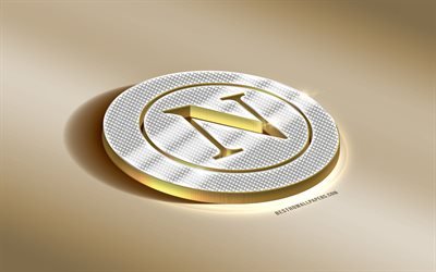 SSC Napoli, golden logotyp med &#228;dla stenar, Italiensk Fotboll Club, Neapel, Italien, Serie A, Napoli logotyp, golden 3d-emblem, diamond logotyp, 3d-konst