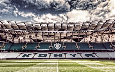 Konya City Stadium, tom stadion, fotboll, Torquay Arena, tribuner, Konyaspor Stadium, Konya, Turkiet, turkiska stadium