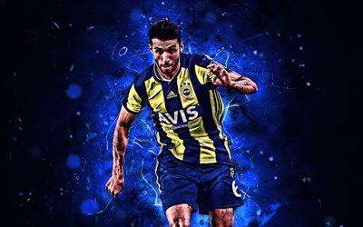 Ismail K&#246;ybaşı, f&#246;rsvarare, turkiska fotbollsspelare, Fenerbahce FC, fotboll, K&#246;ybaşı, Turkiska Super Lig!, neon lights, Fenerbahce SK