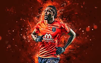 Emmanuel Adebayor, goal, Istanbul Basaksehir FC, Togolese footballers, soccer, Turkish Super Lig, Adebayor, football, neon lights