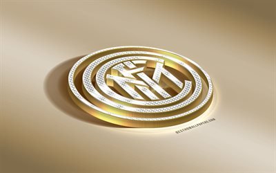 FC Internationella, Inter Milan FC, Italiensk Fotboll Club, Milano, Italien, Serie A, Internationella logotyp, golden 3d-emblem, diamond logotyp, 3d-konst