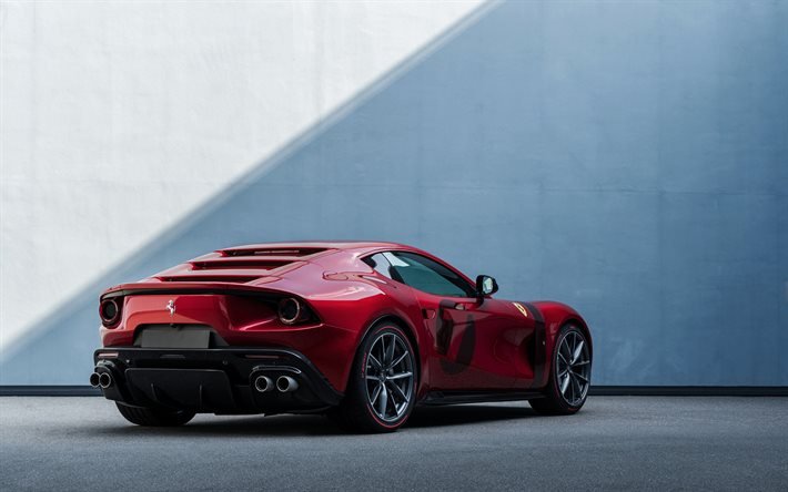 Ferrari Omologata, 2021, 812 Superfast, vis&#227;o do ouvido, exterior, cup&#234; esportivo vermelho, supercarro, Ferrari