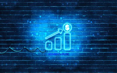 Finance growth neon icon, 4k, blue background, neon symbols, Finance growth, neon icons, Finance growth sign, financial signs, Finance growth icon, financial icons