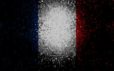 Ranskan lippu, mosaiikkitaide, Euroopan maat, kansalliset symbolit, kuvitus, Eurooppa, Ranska