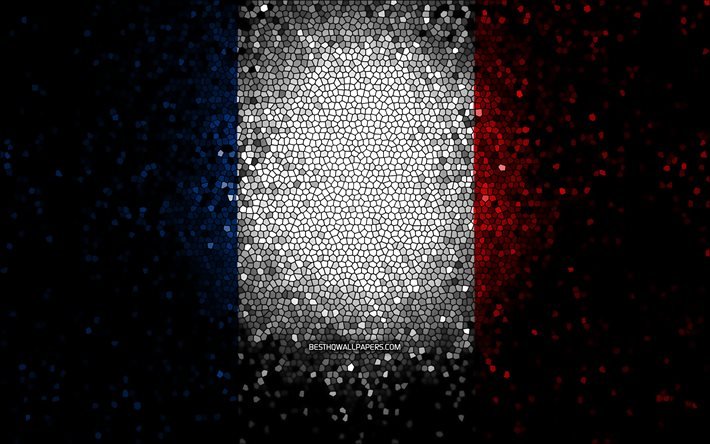 Bandiera francese, arte del mosaico, paesi europei, bandiera della Francia, simboli nazionali, opere d&#39;arte, Europa, Francia